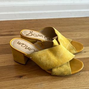 Sam Edelman Stanley Crisscross Suede Sandals Yellow Size 7.5